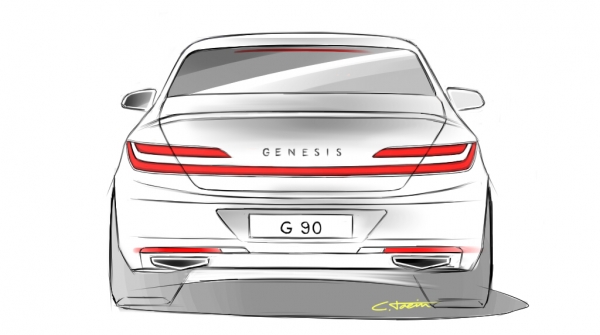 제네시스 'G90' 스케치 (출처 : M오토데일리)