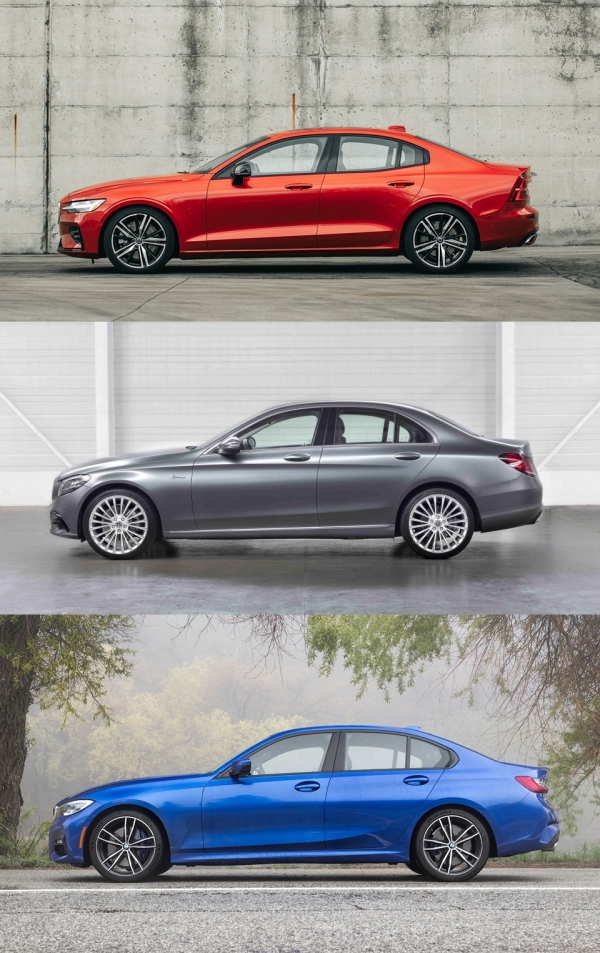 볼보 '더 뉴 S60'( 상), 메르세데스-벤츠 'C클래스'(중), BMW '3시리즈'(하)