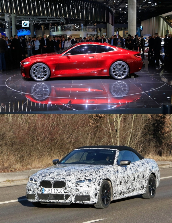 BMW '컨셉트 4' (상), BMW '신형 4시리즈' (하) (출처：Carscoops)