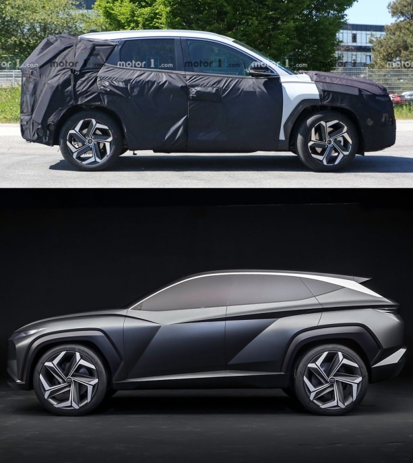 현대차 신형 ‘투싼' (상), 현대차 비전 T SUV 컨셉트 (하) (출처 ː Motor1.com)