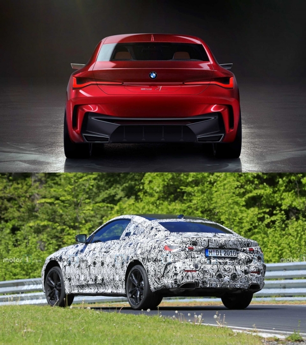 BMW '컨셉트 4' (상), BMW '신형 4시리즈' 테스트카 (하) (출처 ː Motor1.com)