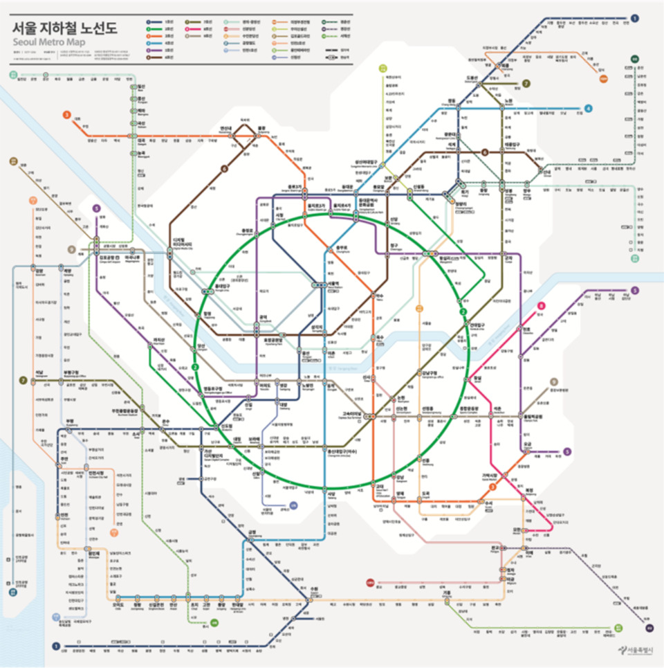사진 : 새롭게 바뀌는 서울 지하철 노선도 디자인 (출처=서울시)