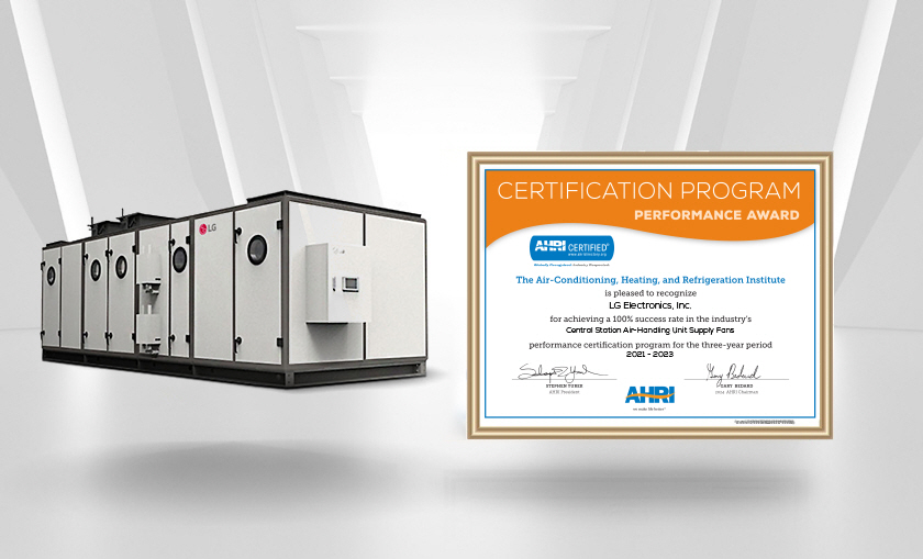 LG전자가 고효율 히트펌프 기술을 기반으로 미국냉동공조협회(AHRI)가 수여하는 ‘퍼포먼스 어워드'를 7년 연속 수상했다. 사진은 필터를 거친 깨끗한 외부 공기를 실내로 공급해주는 에너지 회수형 환기장치(ERV)
