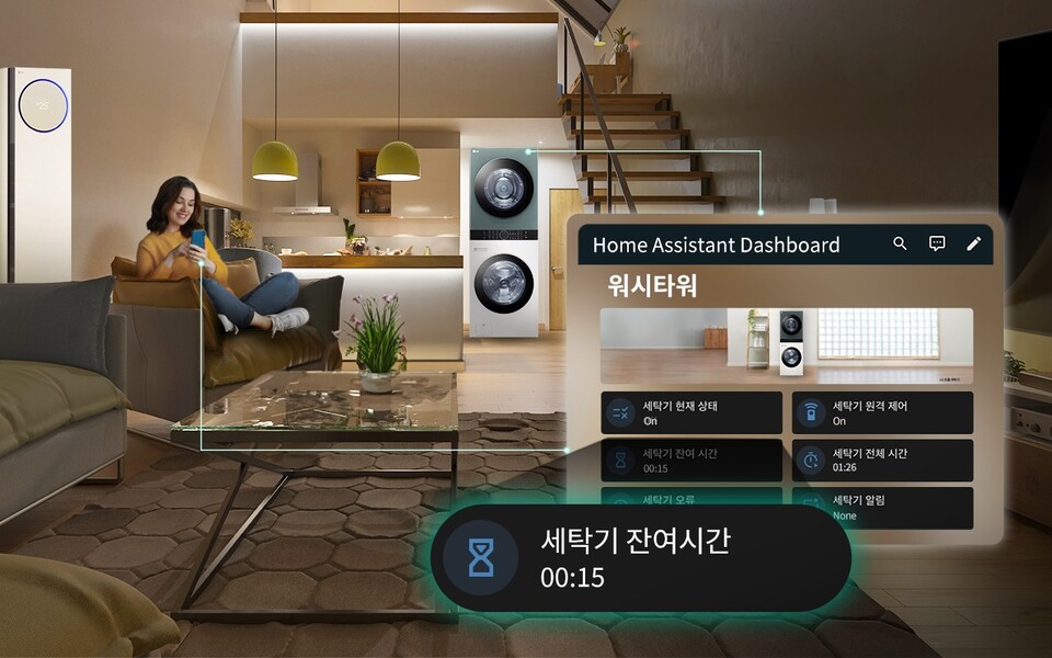 LG전자가 스마트홈 플랫폼 LG 씽큐의 ‘애플리케이션 프로그래밍 인터페이스(API)’를 전면 개방해 LG전자 제품으로 손쉽게 스마트한 공간을 구현할 수 있도록 지원한다. LG 씽큐의 API를 활용해 구현한 스마트홈 연출 이미지.