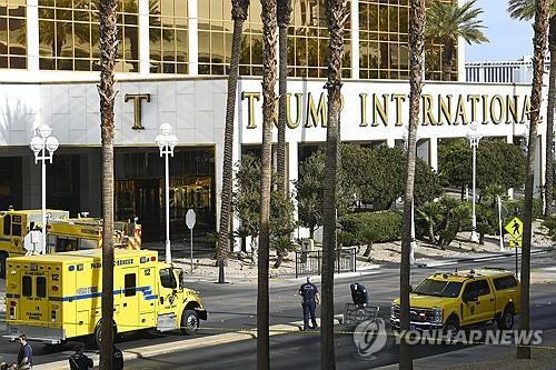 테슬라 트럭이 폭발한 미국 라스베이거스의 트럼프호텔(출처: 연합뉴스)