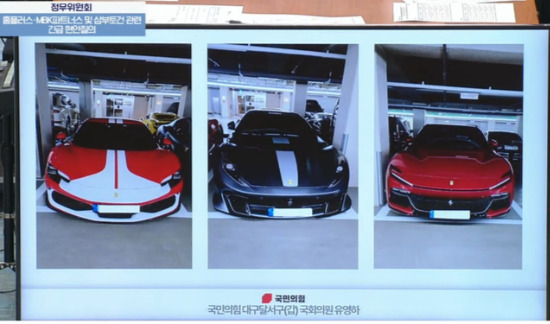 국민의힘 유영하 의원이 공개한 김광일 부회장의 슈퍼카 보유 실태(출처:오토스파이넷)