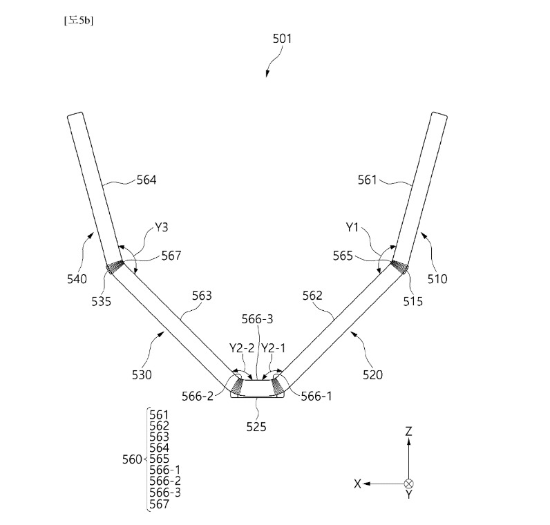 세계지식재산기구(WIPO)가 공개한 삼성전자의 '벤더블 디스플레이를 포함하는 전자 장치(ELECTRONIC DEVICE INCLUDING BENDABLE DISPLAY)'라는 제목의 특허 이미지 (출처 : WIPO)