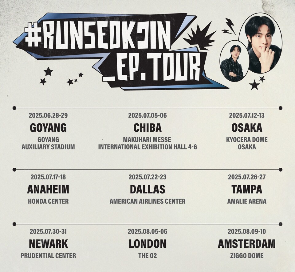 BTSジン,7月日本上陸!初ソロツアー「#RUNSEOKJIN_EP.TOUR BTSジン,7月日本上陸!初ソロツアー「#RUNSEOKJIN_EP.TOUR